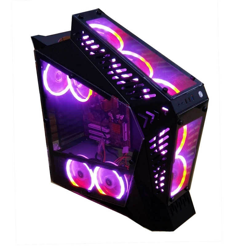 Mesa PC Juego de ordenador Caja ATX MID Tower Hot Sale Cool Gaming Case piezas de ordenador PC Caja con diseño único, ventiladores RGB, refrigeración líquida