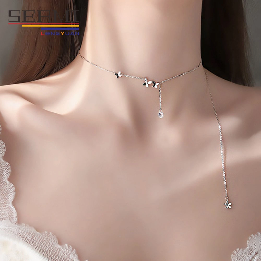 Hot Sale Fashion S999 Silver Necklace Butterfly Tassel Pendant Jewelry