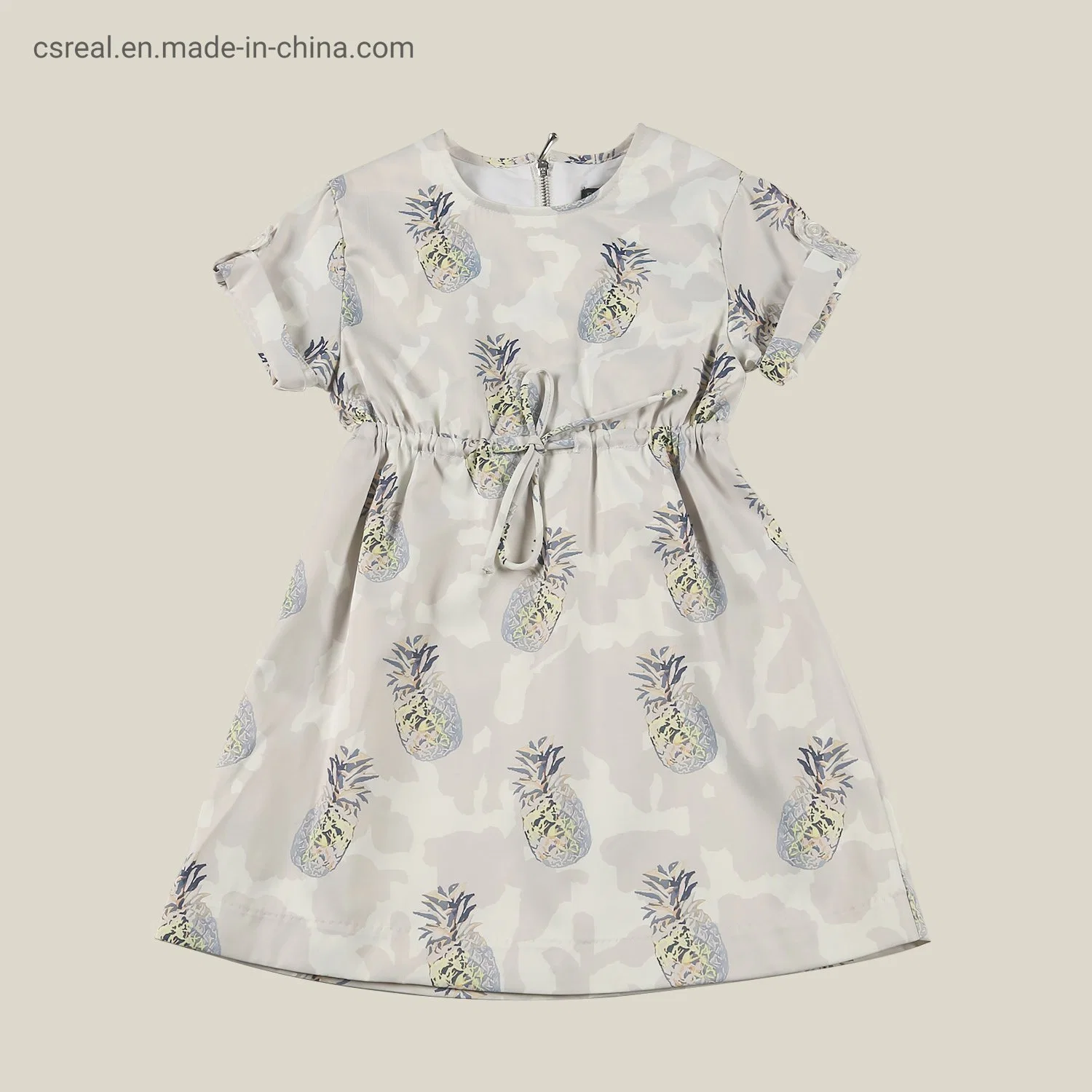 Girl Toddle Kids Fashion Woven Cloud and Pineapple Print Dress Wear