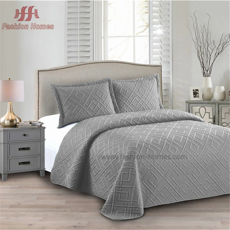 China Home Textile 3D Ultrasonic Quilts Solid Bedspread Geometric Pattern Bed Sheets Microfiber Quilt