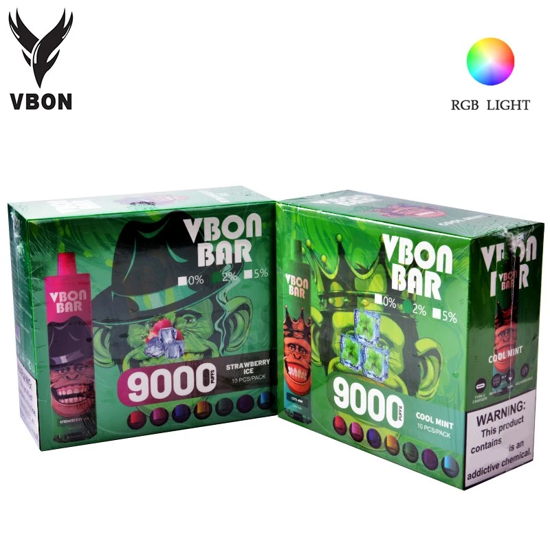 9000 Puffs RGB Vbon Bar desechable Pod Vaporizer malla en espiral E-cigarrillo VAPE