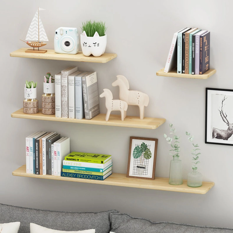 Nordic Minimalist One-Line Wall-Mounted Pine Shelf 0424