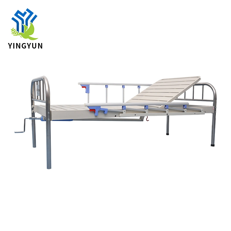 Single Crank Adjustable Hospital Surgical Bed with Stainless Steel Head Foot Board