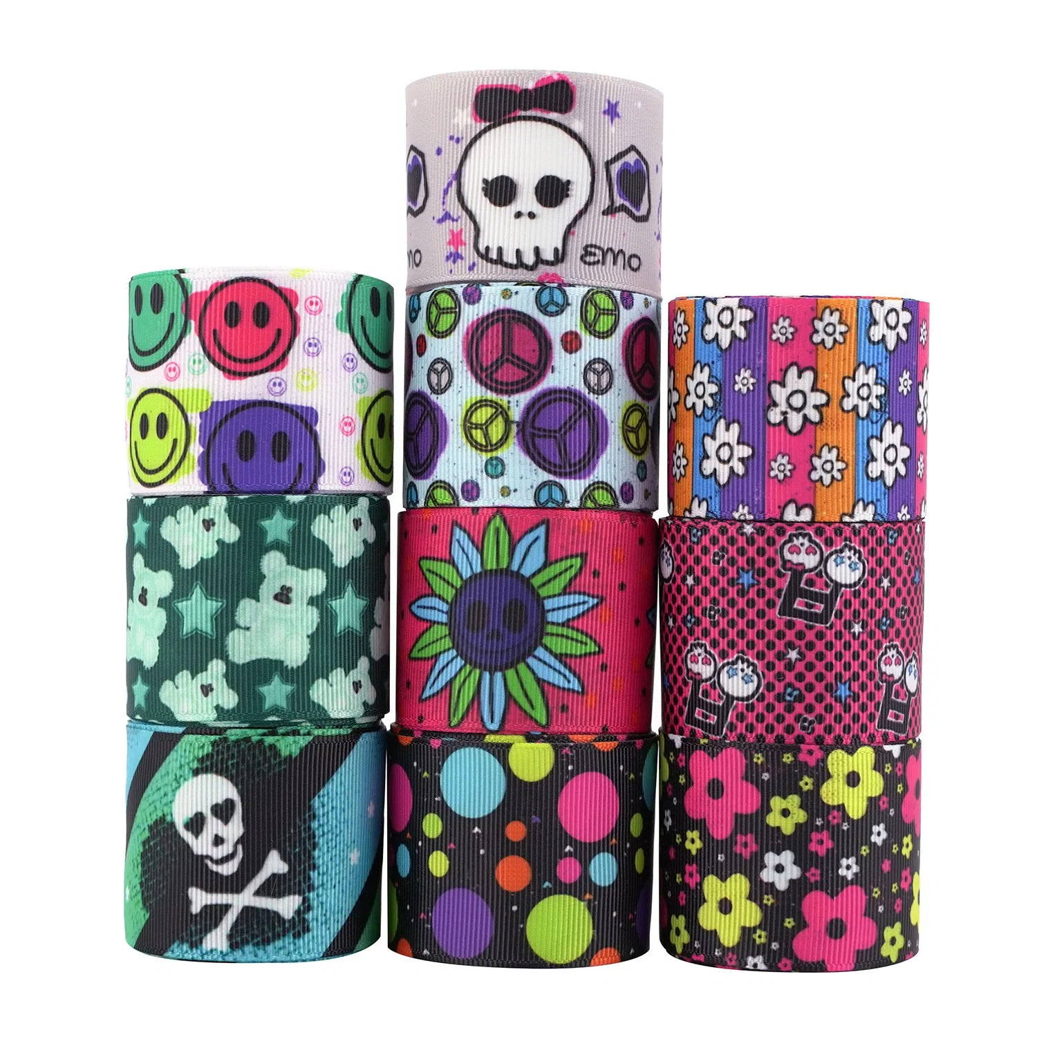 Threaded Polyester Tape Heat Transfer Printing Pattern Printing Logo Punk Style Material Gift Box Gift Packaging Clothing Accessories