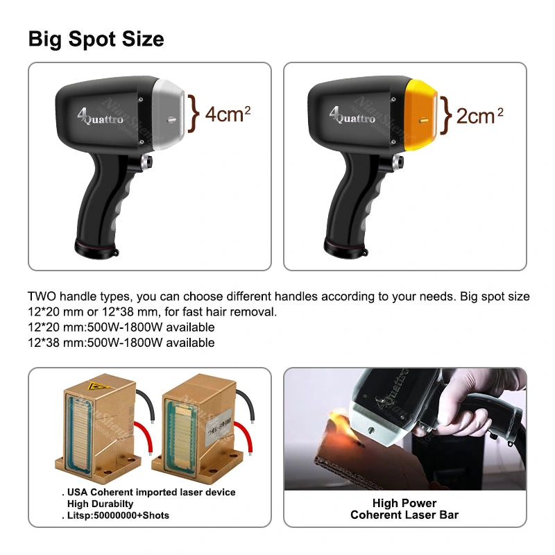 808 Diode Laser de grande taille de spot Enlèvement de cheveux de la poignée d'écran tactile de l'équipement de rajeunissement de l'Épilation blanchissant la peau