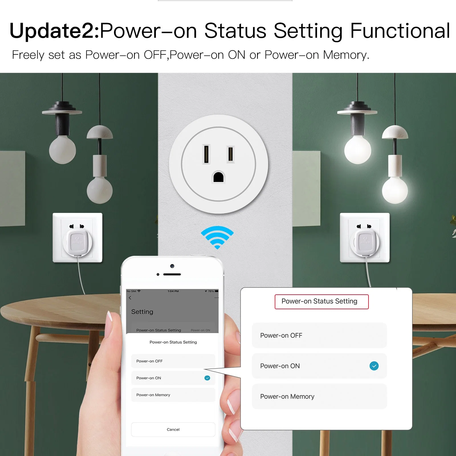 WiFi Smart Power Socket Plug Brightness Adjust Timer Plug Tuya Smart Life APP Compatible for Amazon Alexa Google Assistant Voice Control Mini Smart Home Automat