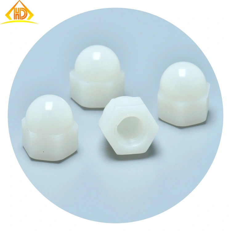 High Quality Plain White Plastic Dome Head Lock M2.5 Hexagon Shape Cap Nut