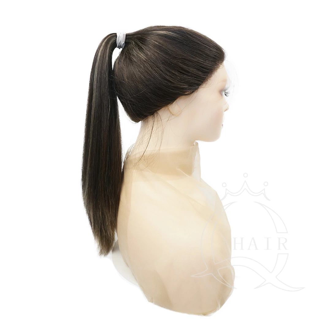 Top Quality 100% Human Hair Virgin Hair Made Lace Top Ponytail Wig Wonder Wig Band Fall Wig Half Wig Custom Wigs for Lady with Beauty or Medical Use