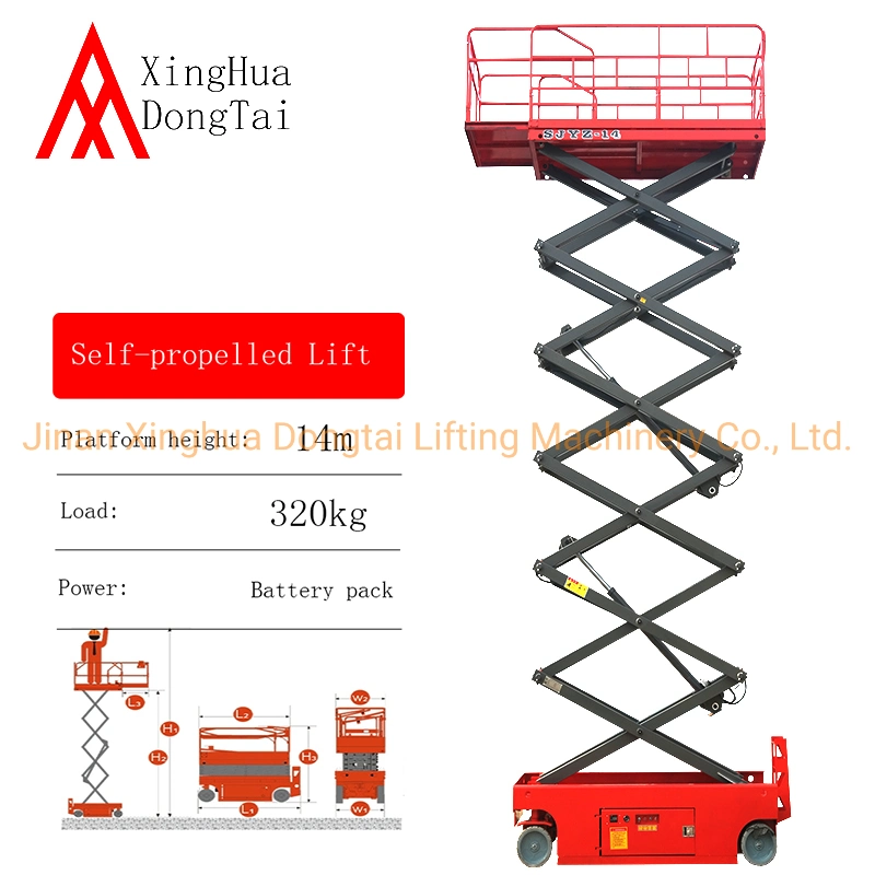 Tijera Autopropulsada Manlift automático hidráulico de elevación de la tijera transpaleta manual