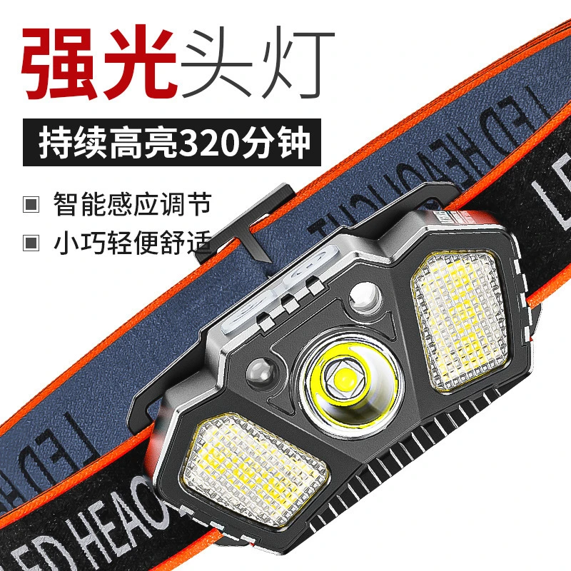 5 Modes Headlamp Waterproof Running Fishing Warning Night Light with Sensor Outdoor Smart LED Headlight