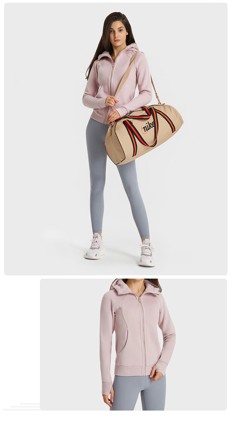 Veste de sport à capuche épaisse et chaude de grande taille pour femmes, vêtements de sport athleisure.