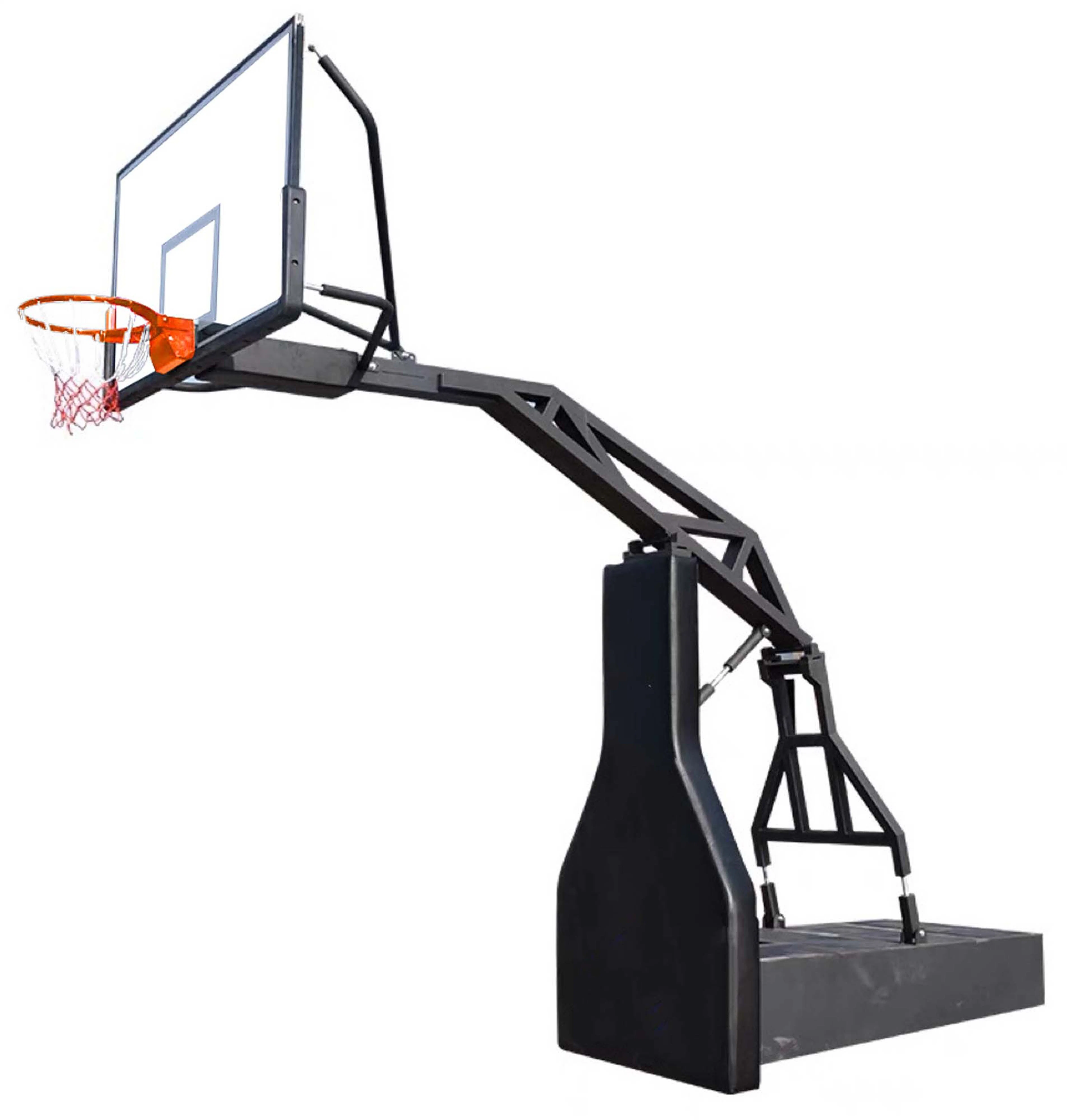 72 Panier de Basketball Objectif hydraulique manuel/Stand standard en verre trempé Panneau intérieur/extérieur pliable de haute qualité