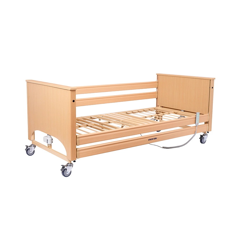 Folding Wooden Electric Adjustable 5-Function Home Nursing Profiling Care Bed for Elderly