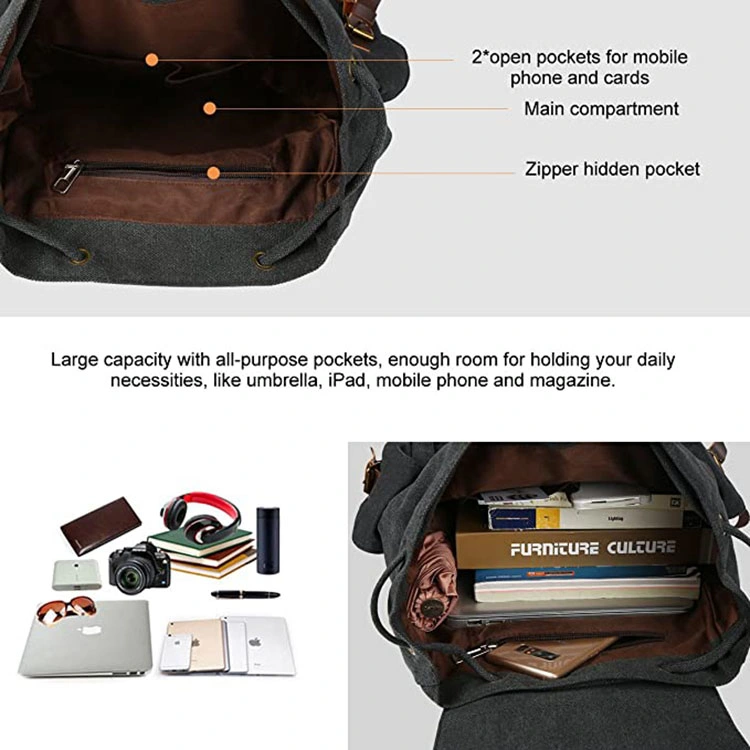 Wholesale/Supplier Canvas Mini Backpack School Casual Travel Daypack Heavy Duty Men Laptop Rucksack for Unisex