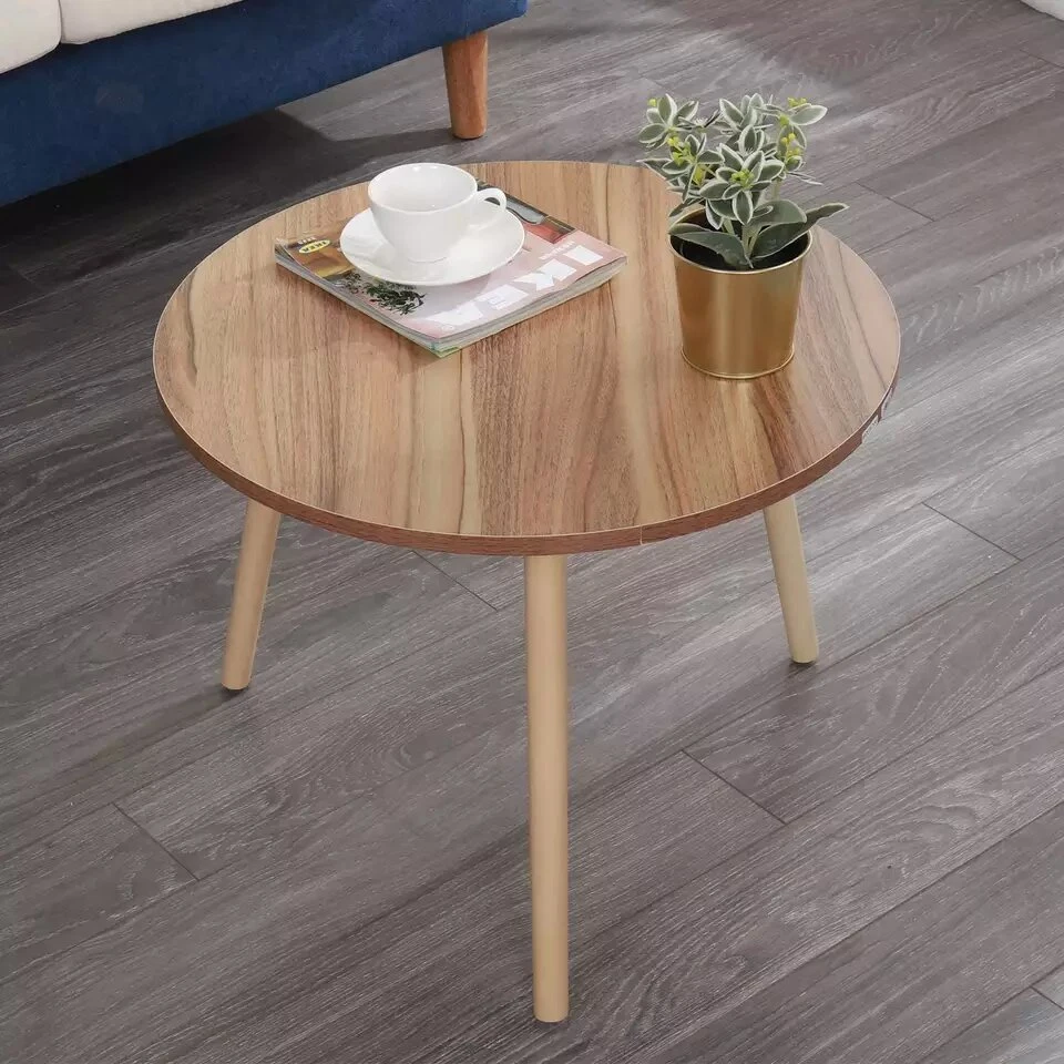 Multifunción Luxury Warm Elegant Solid Wood Mesa redonda de té de madera Mesa de Café moderna con cajón