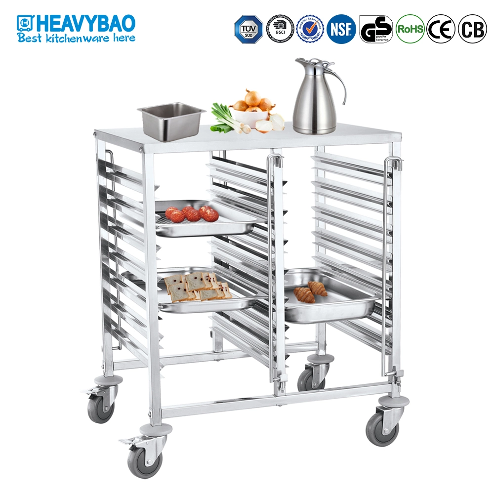Heavybao Best Quality Stainless Steel Utility Gn Pan Food Trolley Kitchen Cart for Hotel Use