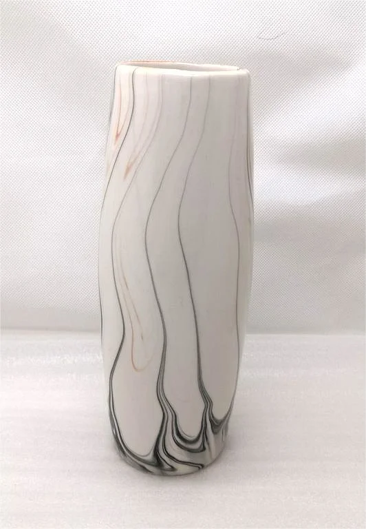 Face Shape Marbled Ceramic Vase Chinese Splashing Ink Faux Marble Finish Flower Vase