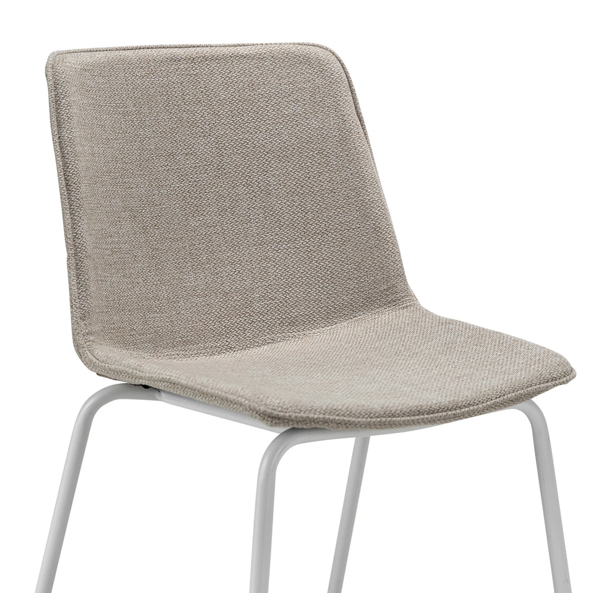 Durable Steel Tube Legs Upholstered Beige Fabric Seat Chair for Restaurant/Living/Home/Dining