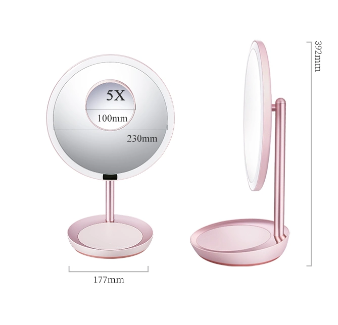Frais de voyage miroir à maquillage éclairé LED Ordinateur de bureau avec miroir de courtoisie chargeur portable de sauvegarde