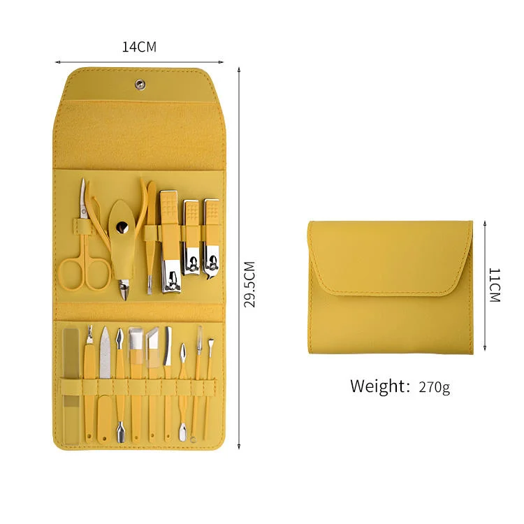 Aço inoxidável Yiwu 16PCS pedicura&amp;Manicure Set com estojo de couro