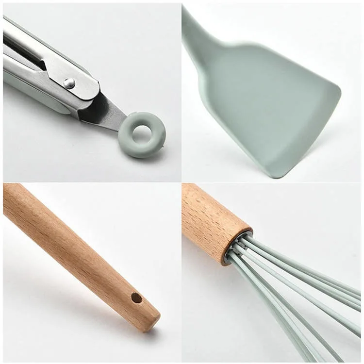 Cuisine de bonne qualité Accessoires Outils de cuisson poignée en bois cuisine Ensemble d'ustensiles