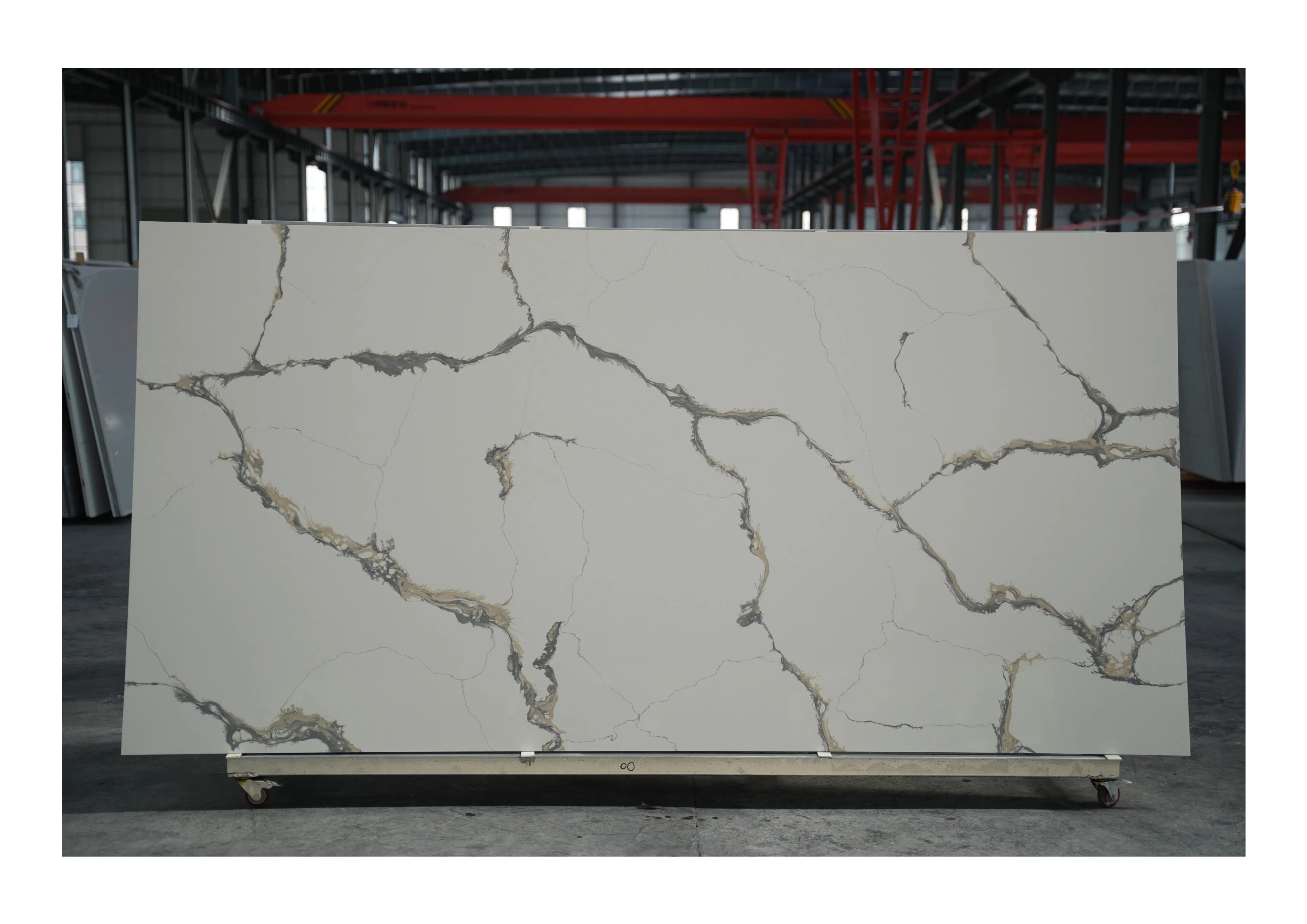 Artificial White Vein Calacatta Stone Slab White Quartz Solid Surface