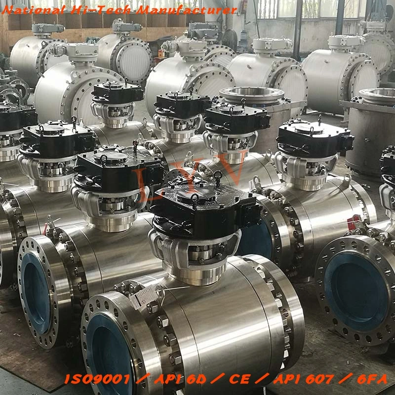 Casted Steel Wcb Flanged Three Piece Trunnion Pipeline Ball Valve