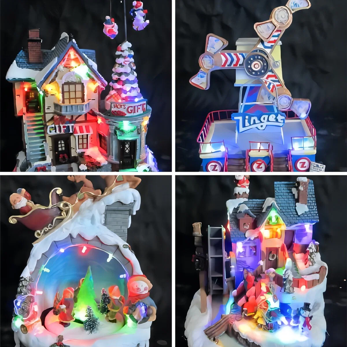 OEM Fabrik Kundengebundene Weihnachtshaus Feiertagsgeschenk Polyresin LED-Licht Haus Modell Gebäude Miniatur Harz Weihnachtsdorf Haus Hersteller in China