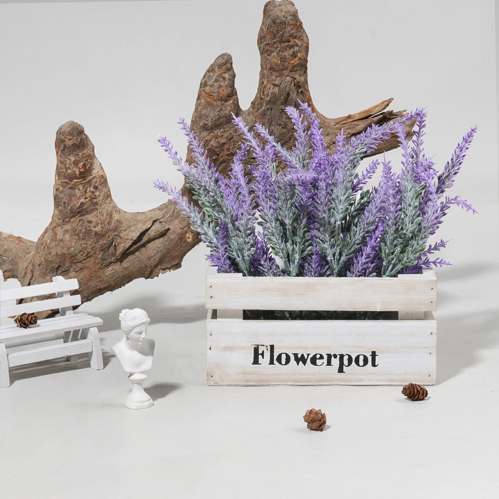 Amazon en macetas de flores artificiales Flores Lavanda MADERA PLÁSTICO Bote de lavanda púrpura de escritorio para la decoración