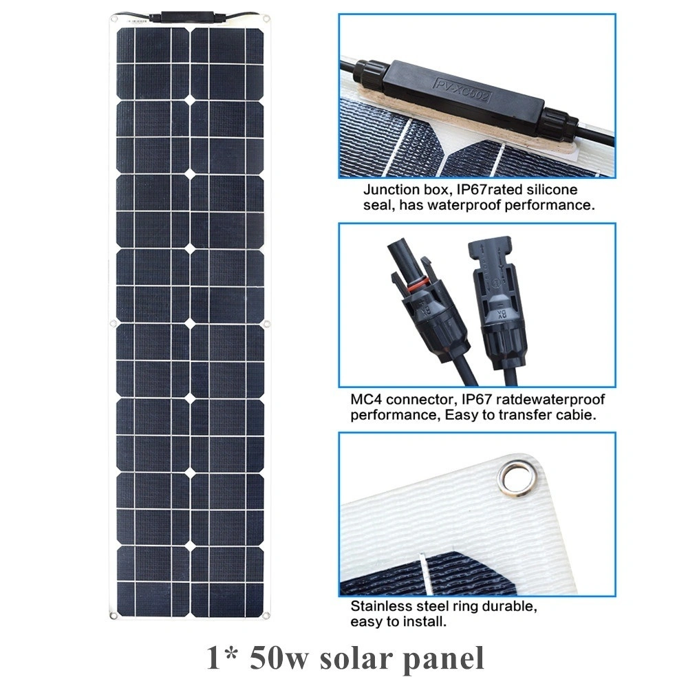 Solarparts 2*50W 16V Kit Solar flexible ETFE para RV Marina Cargador de batería de barco y exterior