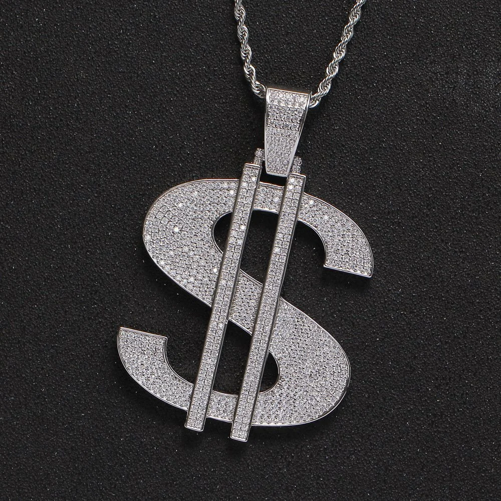 Модные ожерелья Аксессуары $Pendant Large Dollar Sign Pendant Street Тренд ожерелье циркона