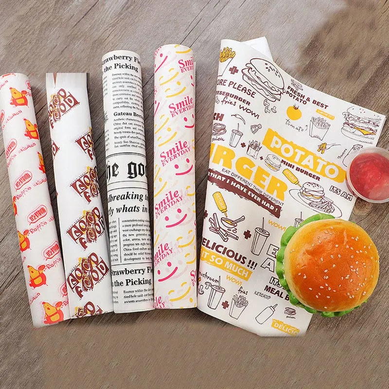 Customable Print Logo and Size Greaseproof Paper Burger Wrap Paper