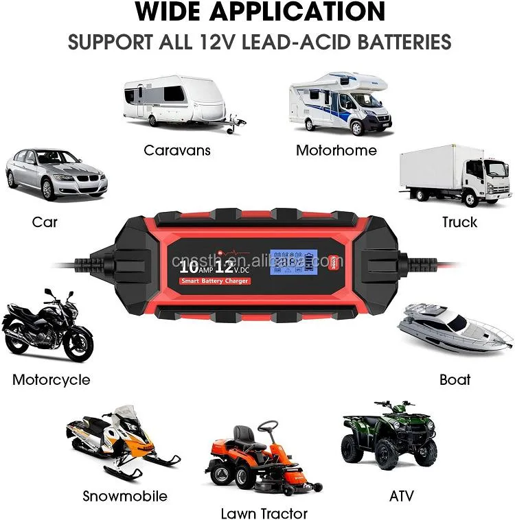 LiFePO 6V 12V 10UM LCD à prova de carro inteligente do carregador da bateria