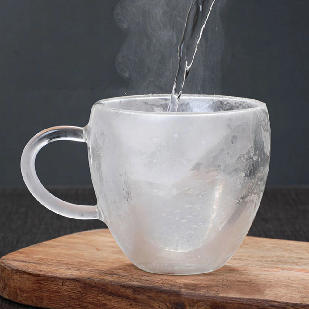 Wholesale/Supplier 250ml Heart Shaped Glass Mug Couple Cups Double Wall High Borosilicate Glass Heat Resistant Tea Coffee Mugs Bar Beer Cup