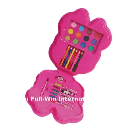 Modische 28pcs Kunststoff-Malkasten Kinder Geschenke maßgeschneiderte Designs Farbe Kuchen, Marker, Farbe Bleistifte Schreibwaren Set