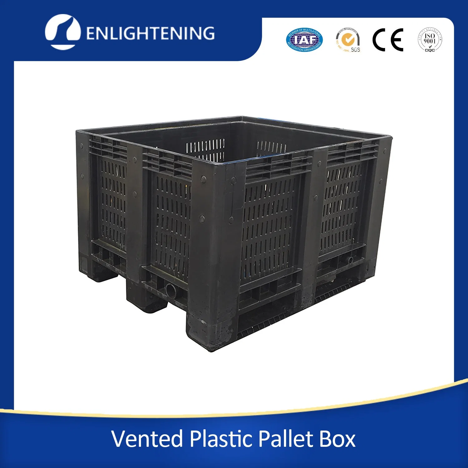 Agriculture Virgin HDPE Vented Bulk Plastic Pallet Bin Container with Lid