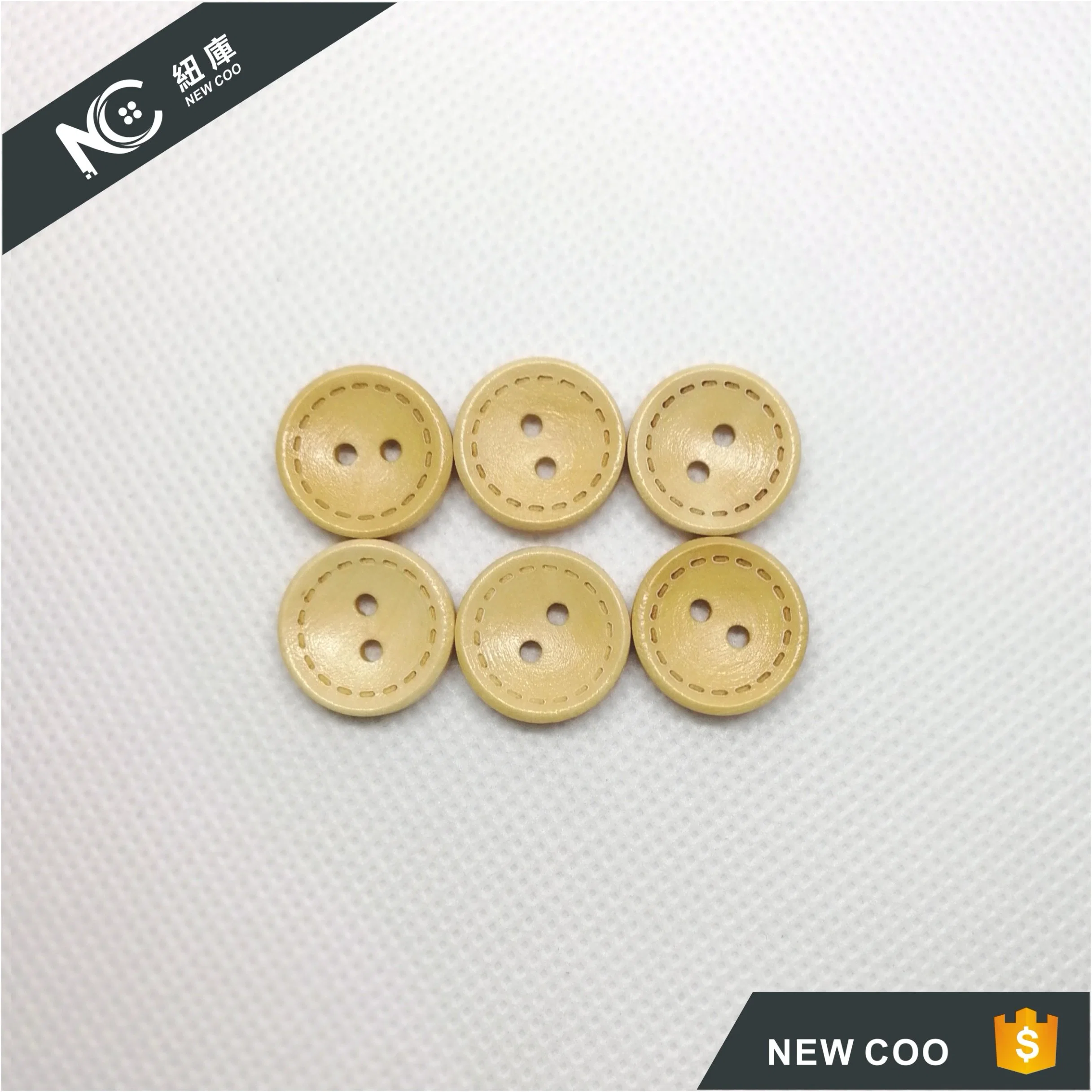 Two Holes Burlywood Natural Wood Fancy Shirt Button