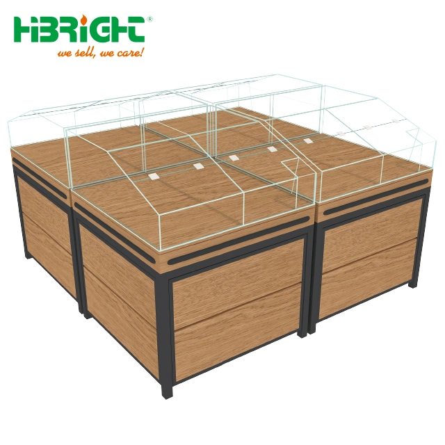 Customized Vintage Farmers Market Wood Produce Orchard Bins Produce Display Counter