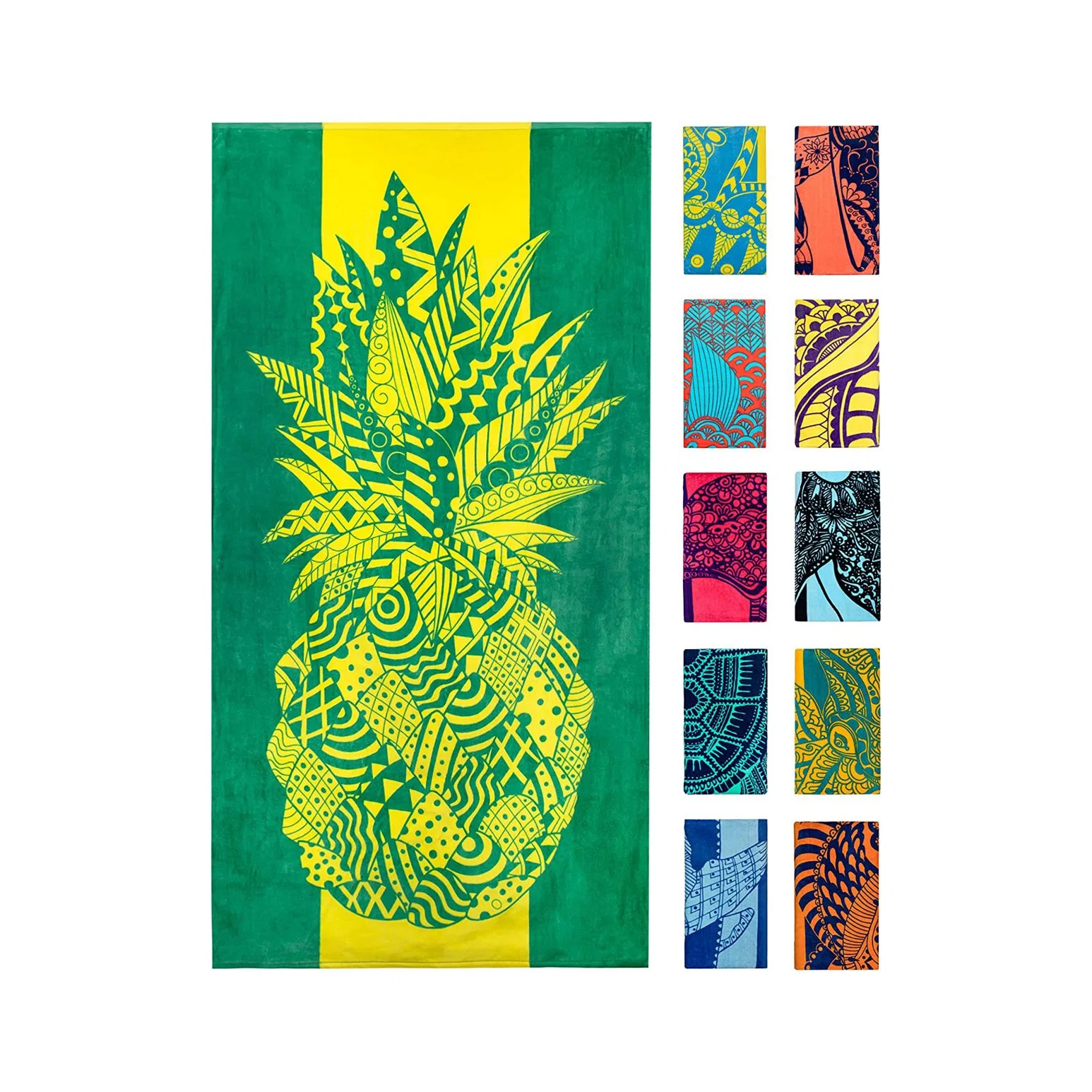 100% Cotton Extra Large Tropical Fruit Yellow Beach Towel