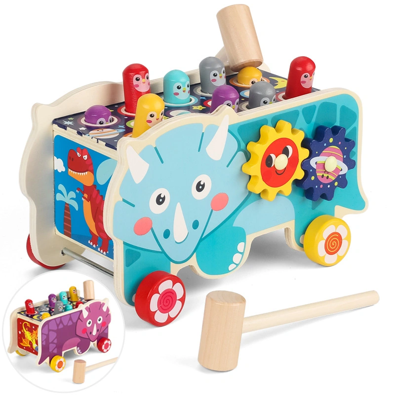 Baby Development Activity Mammoths Whack a Mole Wooden Xylophone Hammering Pounding Bench Musical Hammer Toys