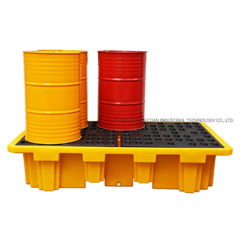 2200x1300x500/150mm quatro entradas de HDPE 2 Tambor IBC Duplo Bund Palete de derramamento