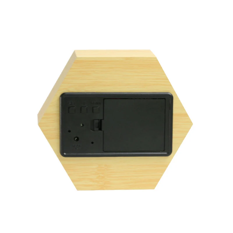 Neues Material Hexagon Voice Control USB Charger Digitale Tischuhr