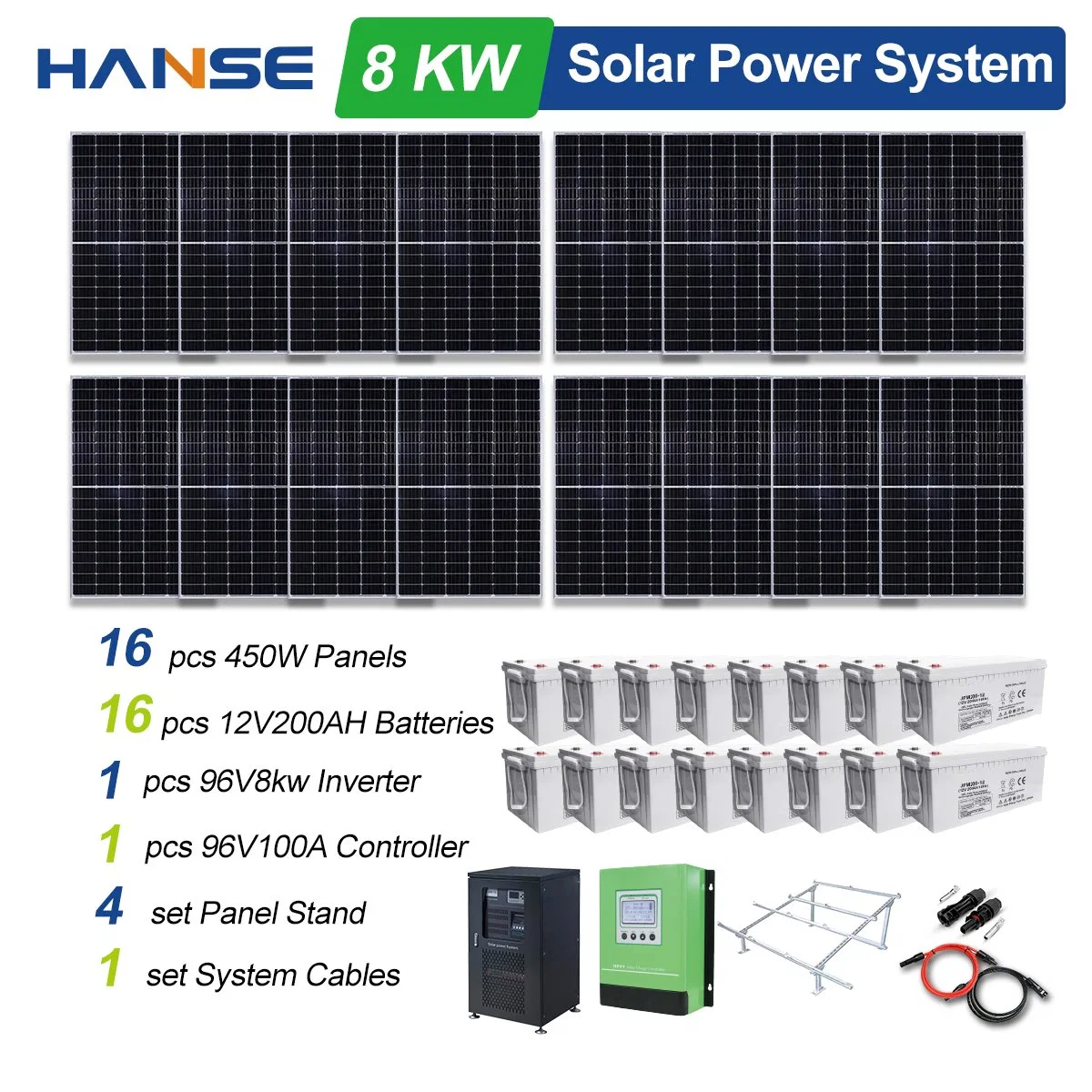 Complete Solar Panel Kit 8kw 10kw 20kw 30kw on/off-Grid Solar Power System for Home