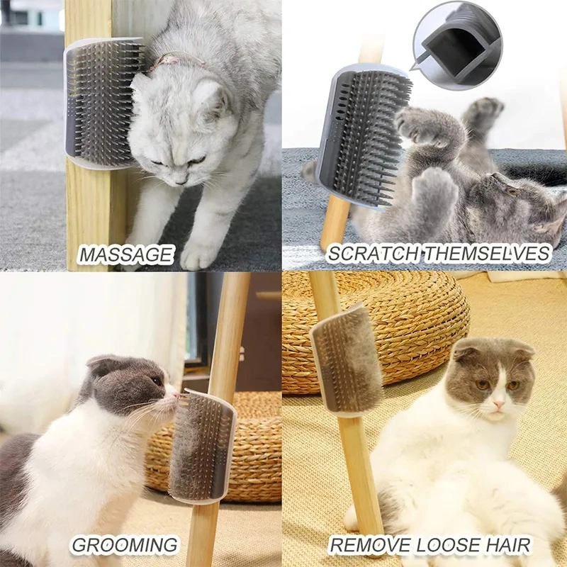 Removable Cat Corner Scratching Rubbing Brush Pet Hair Removal Massage Comb Pet Grooming Cleaning Supplies