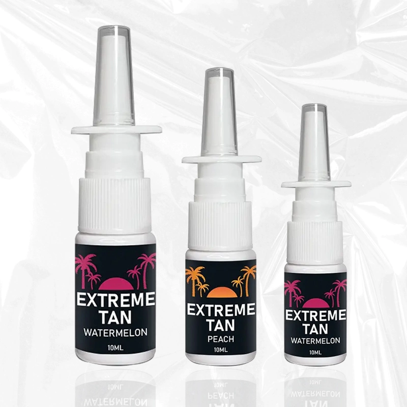 10 ml de curtidores nasales curtido al por mayor etiqueta personalizada tan nasal Pulverizar llaves nasales de doble resistencia