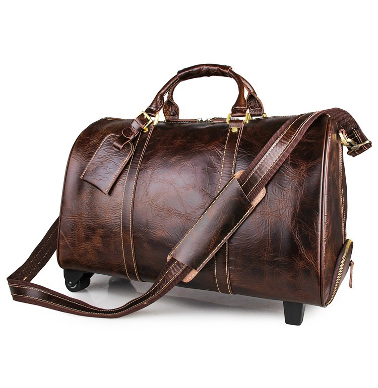 High End Retro Style Genuine Leather Travel Bags Suitcase