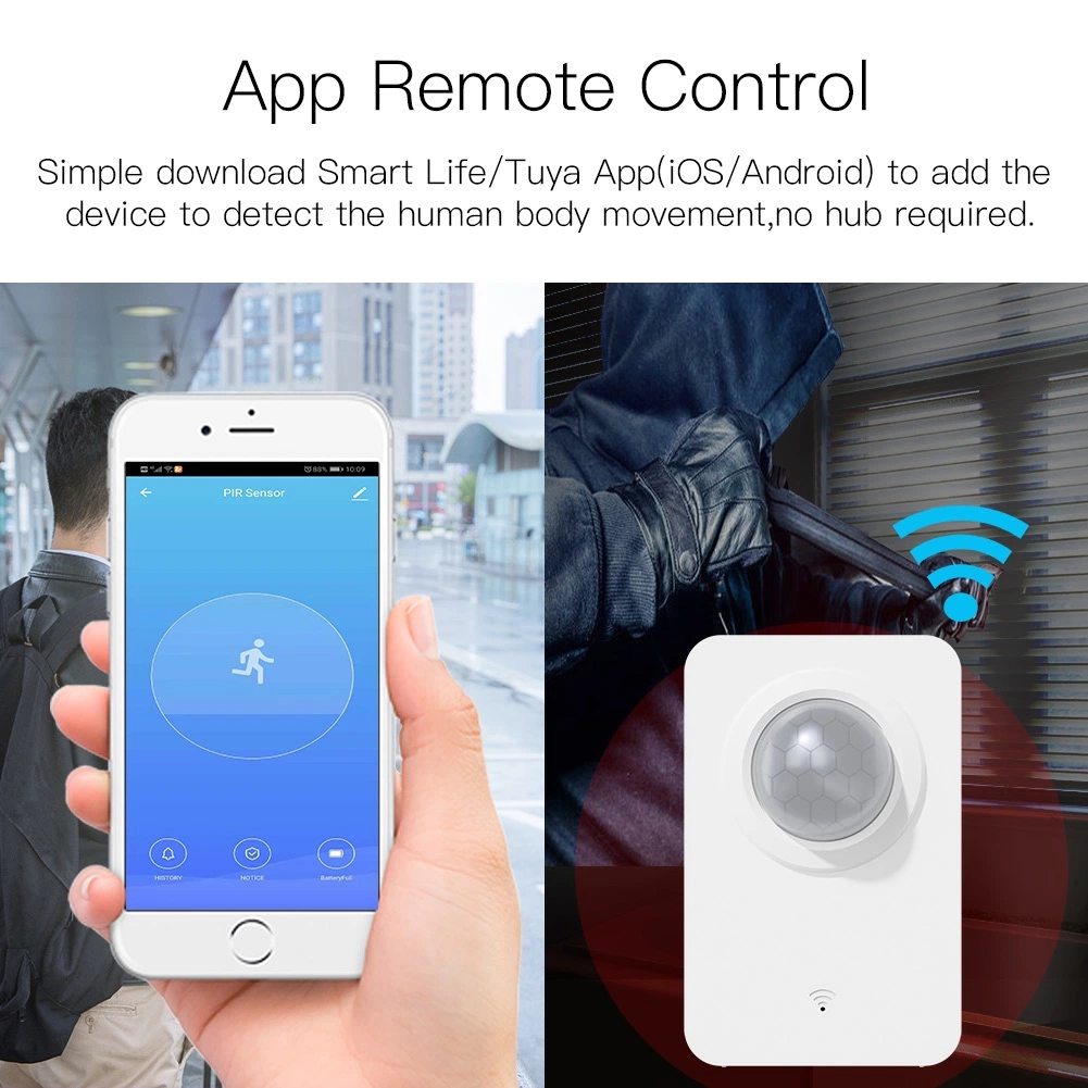 SLS Quick Reaction WiFi Smart Sensor de movimento PIR por infravermelhos humano Detector