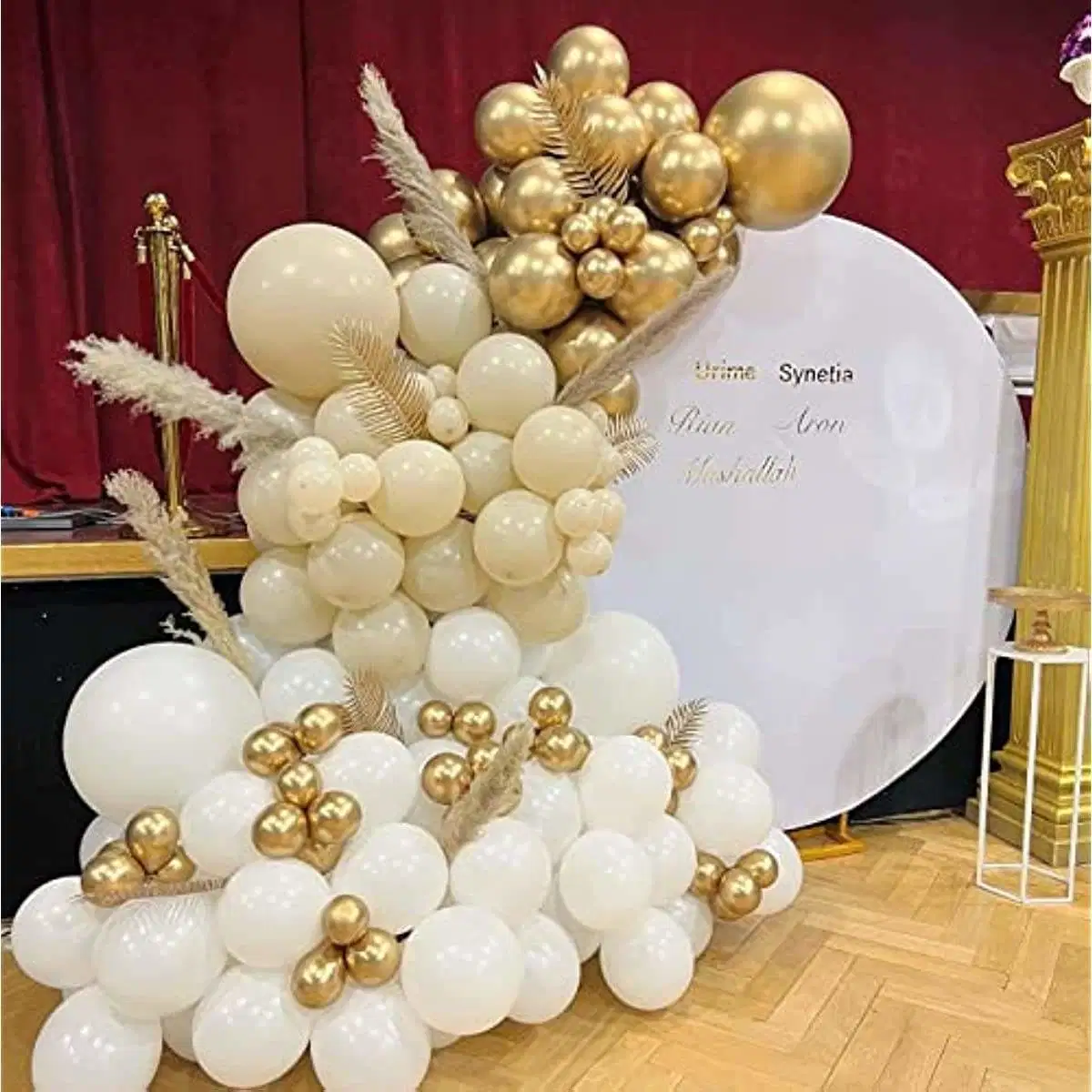 171 PCS White Latex Balloons Arch Kit Gold Metallic Balloon Garland Kit for Wedding Birthday Party Decorations