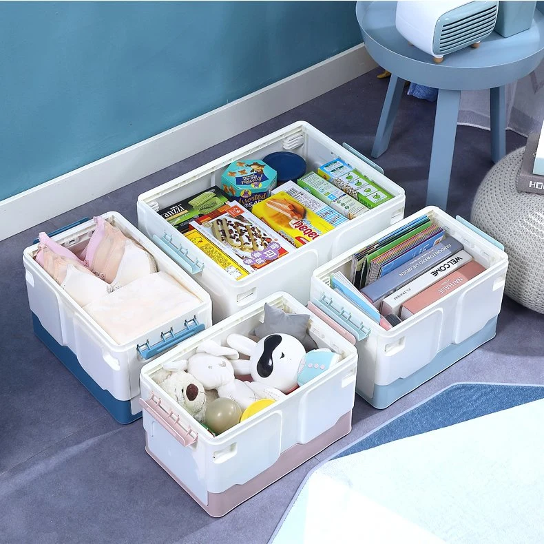 Plastic Car Portable Clothes Foldable Living Boxes Stackable Book Storage Toys Box