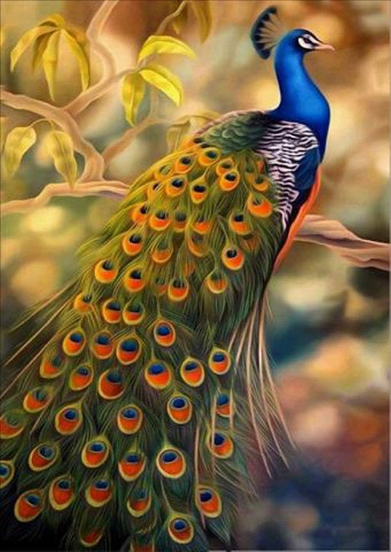 Hot Selling Popular Blue Peacock Oil Diamond Painting Studio Decoration